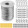 thumbnail image 1 of Kit para colgar cuerda de acero inoxidable, cable de acero inoxidable recubierto de nailon, tensor de cable de acero de PVC, para cuerda de tienda, tendedero, lámpara de araña para exteriores, jardín (30 m) esquí esquí Gafas de esquí, 1 of 5