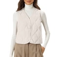 thumbnail image 1 of Gilet Sans Manches pour Femmes, Comdrip Gilet d'Hiver Léger Sans Manches en Coton pour Femmes avec Isolation en Duvet Gilet d'Hiver pour Femmes Beige 4TG, 1 of 4