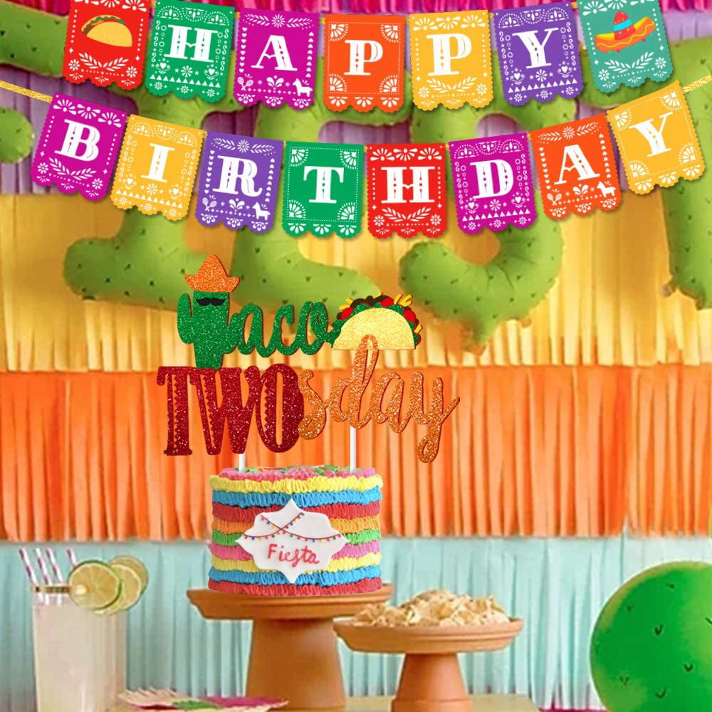 Taco Twosday Birthday Fiesta Cake Fiesta Birthday Theme DOS Cake Topper Second Birthday Topper Two Cake Topper Fiesta Theme Cake