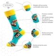 thumbnail image 3 of Funny Mens Colorful Dress Socks - Funny Patterned Novelty Crazy Crew Socks - Combed Cotton Socks - Shoe Size 8-13 3-pack Crazy Design, 3 of 8