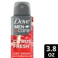 thumbnail image 2 of Dove Men+Care Dry Spray for Men Citrus Zest & Sage with a Plant-based Moisturizer, 3.8 oz, 2 of 9