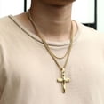 thumbnail image 2 of Gold Stainless Steel Chain Cuban Link Cross Pendant Necklace Set For Men, 2 of 5