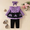 thumbnail image 2 of UAYOTSE Toddler Baby Girl Clothes Girl Outfits Summer Ruffle Floral T Shirt Top Pants Set Spring Clothes(Purple##1,12-18 Months), 2 of 6