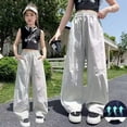 thumbnail image 2 of JAJAHO Girls Summer Casual Pants Lightweight Sportswear For Kids Teens Wide Leg Elastic Waist Drawstring Pants 5-16Y Versatile Trousers, 2 of 4