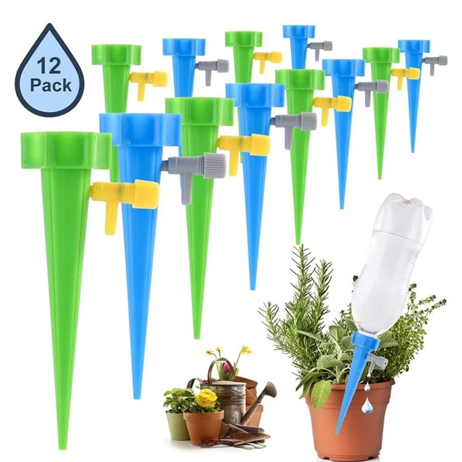 12 Plant Water Control Drip Cone Spike Waterer Bottle Irrigation System Durable 