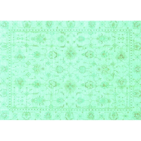 Ahgly Company Indoor Rectangle Oriental Turquoise Blue Traditional Area Rugs, 5' x 7'