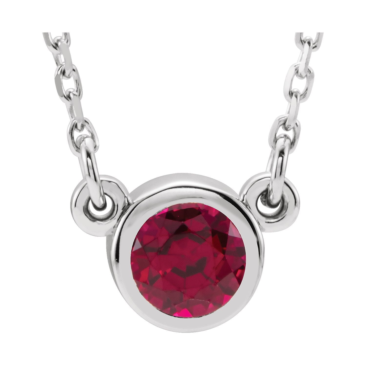 Diamond2Deal 925 Sterling Silver 4 mm Round Imitation Ruby BezelSet