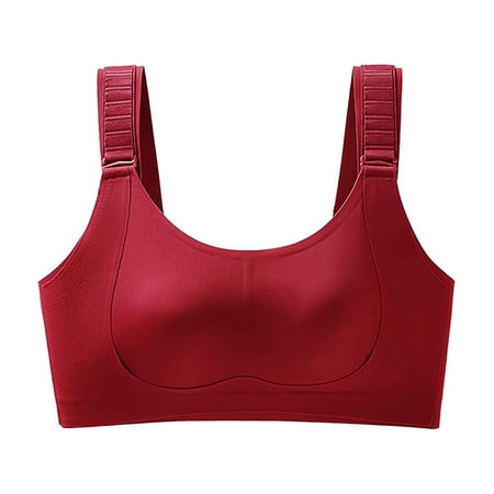 GPOECD Plus Size Bras for Women Seamless Lift and Bra with Side Coverage Full Bust Comfort Wireless Bras for Women Red M