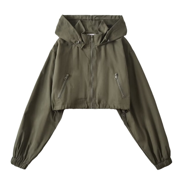 Chaqueta casual Gibobby de algodón con capucha y manga larga verde M
