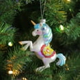 thumbnail image 5 of 5.25" White and Blue Glitter Unicorn Glass Christmas Ornament, 5 of 5