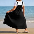 thumbnail image 6 of Women's Plus Size Overall Midi Dress, Casual Loose Sleeveless Button Strap Beach Dress, Summer Vacation Flowy Sundress for Curvy Women XL-5XL, 6 of 7