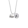 thumbnail image 2 of Delight Jewelry Silvertone Small Megaphone Silvertone Script Initial Disc - A - Charm Necklace, 20"+3", 2 of 4