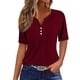 thumbnail image 1 of Camiseta de Manga Corta de Cuello en V de Color Sólido Suelto, Poliéster Suave Spandex para el Yoga, el Gimnasio Y el Uso Diario Del Ocio, 1 of 4