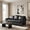 Black, variant on Genuine Leather 3 Seater Sofa with Rolled Arms Nailhead Trims Solid Wooden Legs Living Room Reading Sage
