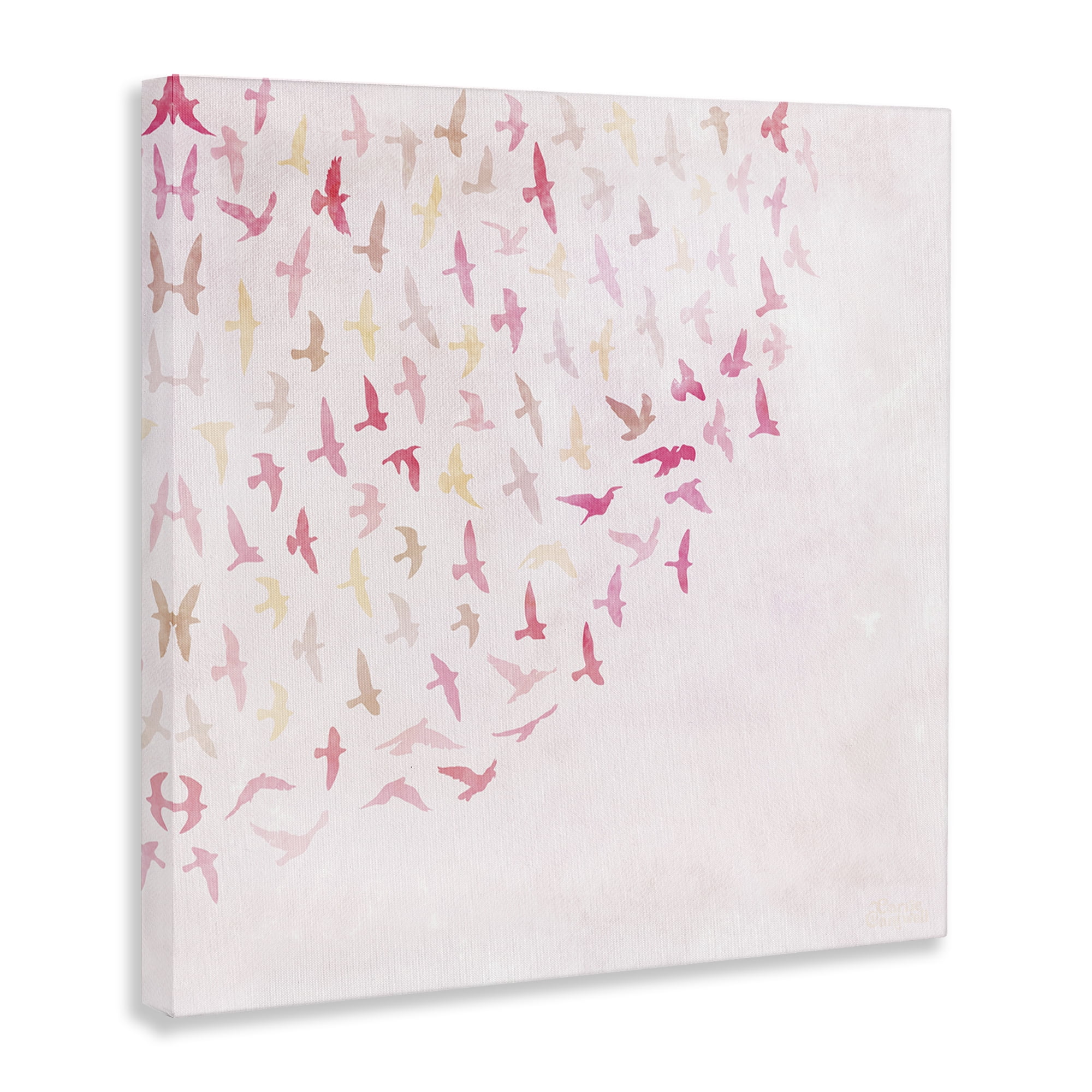 Stupell Industries Fluttering Pink Birds Animals & Insects Painting Gallery Wrapped Canvas Art Print Wall Art, 30 x 30