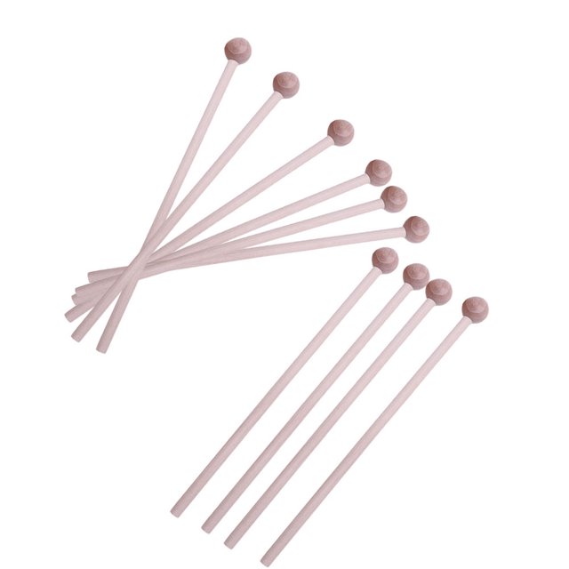 YSNOOWE 10Pcs Percussion Drum Sticks Wood Articulation On Xylophones Log Color Musical Instrument Set