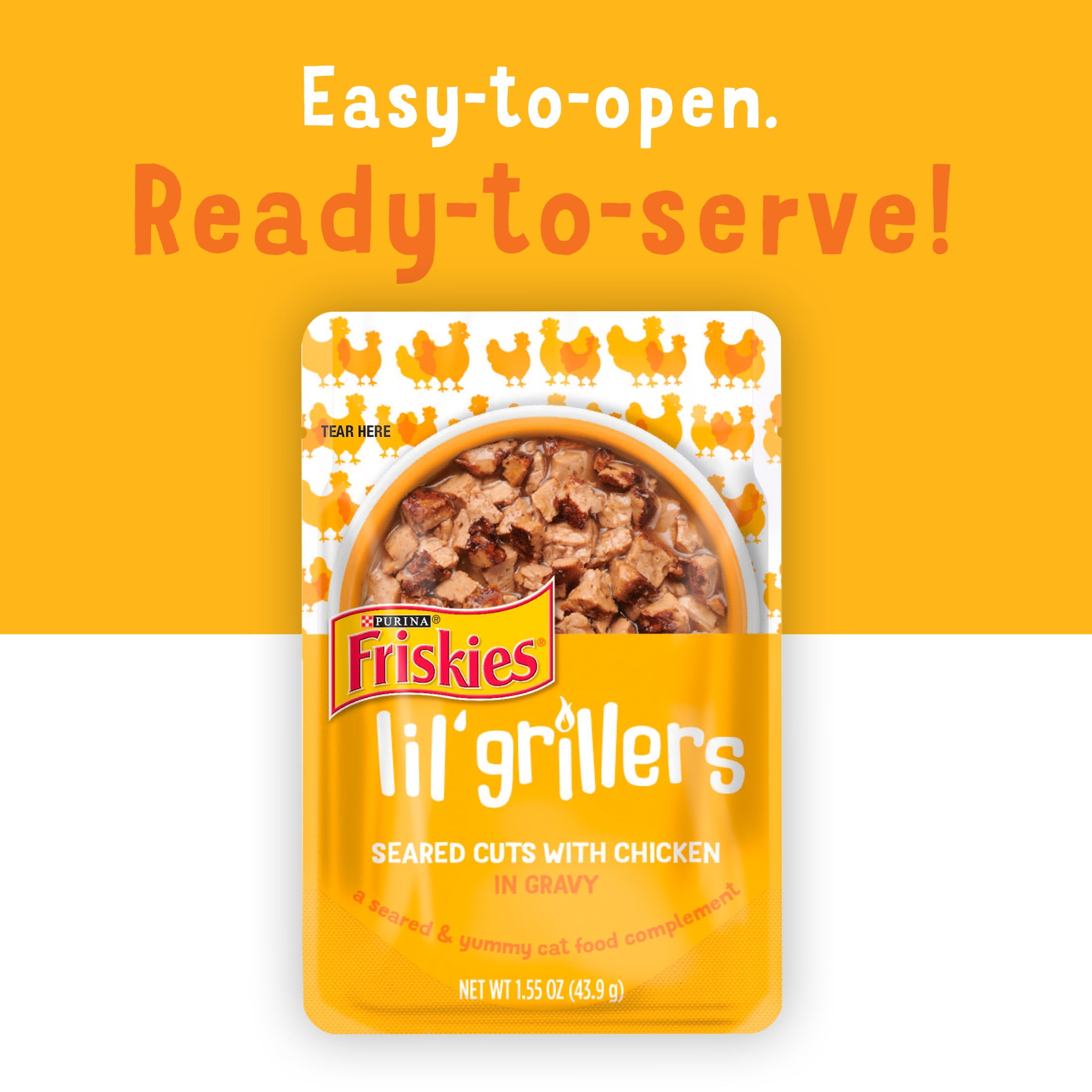 Purina Friskies Lil' Grillers Lickable Cat Treats, Soft Chicken, 1.55 oz Pouches, 16 Pack