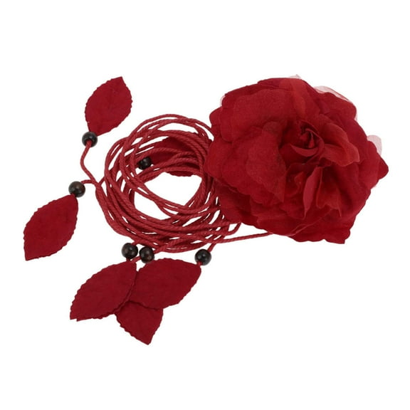 Vocoste 1 Pc Adjustable Waist Belt Flower Tie Adjustable Waist Cord for Women Red