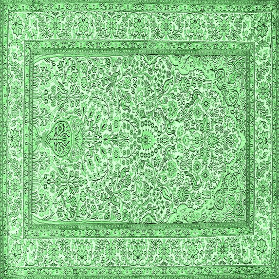 Ahgly Company Indoor Square Persian Emerald Green Traditional Area Rugs, 5' Square