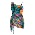 thumbnail image 7 of SEANATIVE 17-18 Year Kid Girl Swimsuit with Mesh Skirt Coverup One Piece Bathing Suit Comfortable Stretch Summer Swimwear with Adjustable Strap, Hibiscus Floral Tropical Leaf, 7 of 7