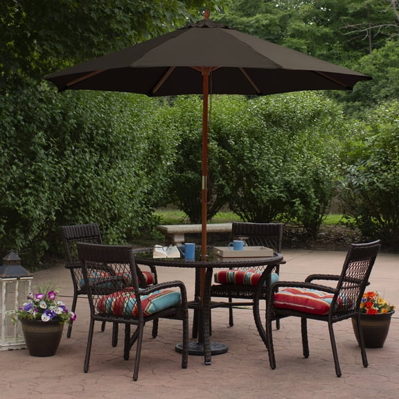 Northlight 8.5ft Outdoor Patio Market Umbrella with Wooden Pole, Brown