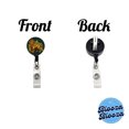 thumbnail image 3 of Dark Brown Golden Doodle Floral Motif Green Dog Retractable Reel ID Badge Key Card Name Tag Holder with Clip, 3 of 7