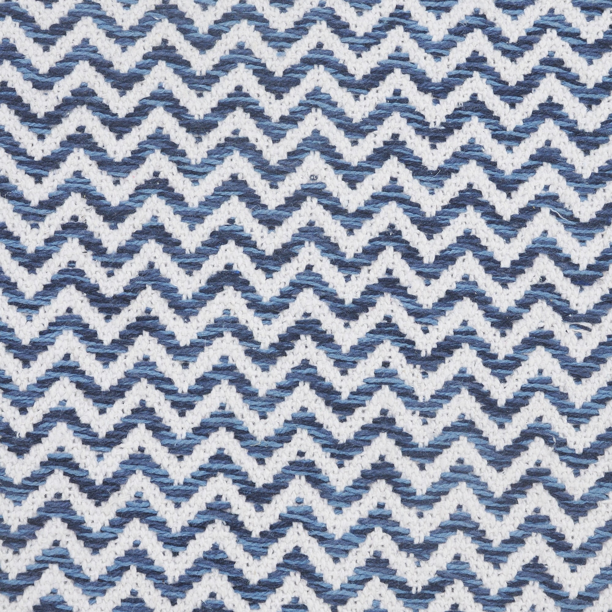 Laddha Home Designs Handwoven Over Tufted Chevron Cotton Throw Pillow Cover - 22" - Blue and White