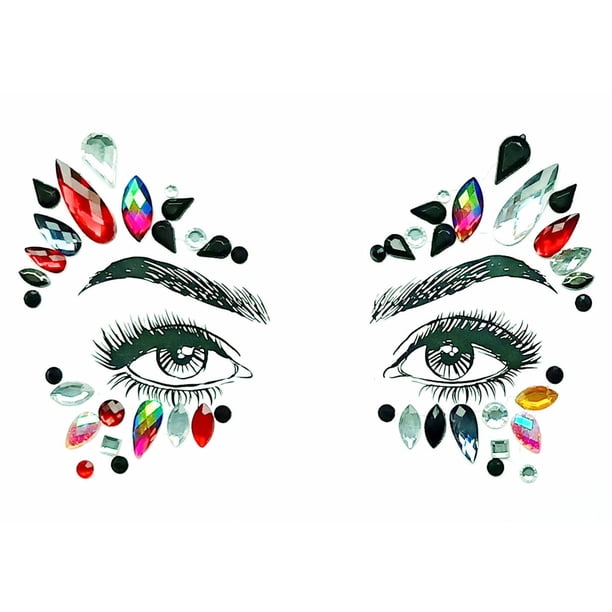 Tatuajes temporales para hombres, mujeres y adultos, con diamantes de imitación acrílicos, cristales y lentejuelas.