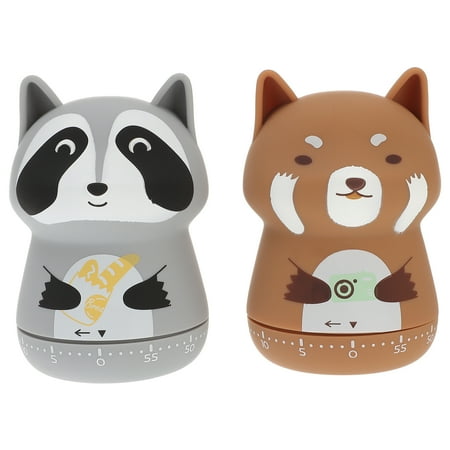 

2Pcs Cartoon Animal-shape Timer Portable Time Reminder Practical Kitchen Baking Timer Random Style