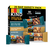 KIND Minis Dark Chocolate Nuts & Sea Salt, Caramel Almond & Sea Salt, Variety Pack, 0.7 oz, 20 Count Box