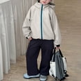 thumbnail image 2 of Xyant Girls Rain Jacket Boys Sportswear Water Resistant Hoodie Kids Toddler Lightweight Raincoats Windbreaker Outdoor (Grey,2-3 Years), 2 of 6