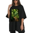 thumbnail image 4 of Plus Size Shirt for Women Black Tops for Women Short Sleeves Shirt for Women Forest T Shirt Crewneck Shirt for Women XL, 4 of 5
