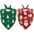thumbnail image 1 of 2 Pcs Bandanas de Noël pour Chien, Écharpes de Noël Père Noël et Arbre pour Garçons et Filles, Tenue de Vacances pour Animaux, Bandanas Réversibles Rouges et Verts Style Noël pour Chiens Moyens à Grands, 1 of 1
