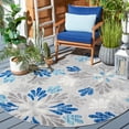 thumbnail image 2 of SAFAVIEH Cabana Georgiana Floral Indoor/Outdoor Area Rug, Grey/Blue, 6'7" x 6'7" Round, 2 of 13