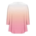 thumbnail image 3 of RXIRUCGD T-shirt Imprimé Décontracté d'Été pour Femmes Manches Trois-Quarts Col Rond Froncé Blouse, Rose, Taille : S, 3 of 4