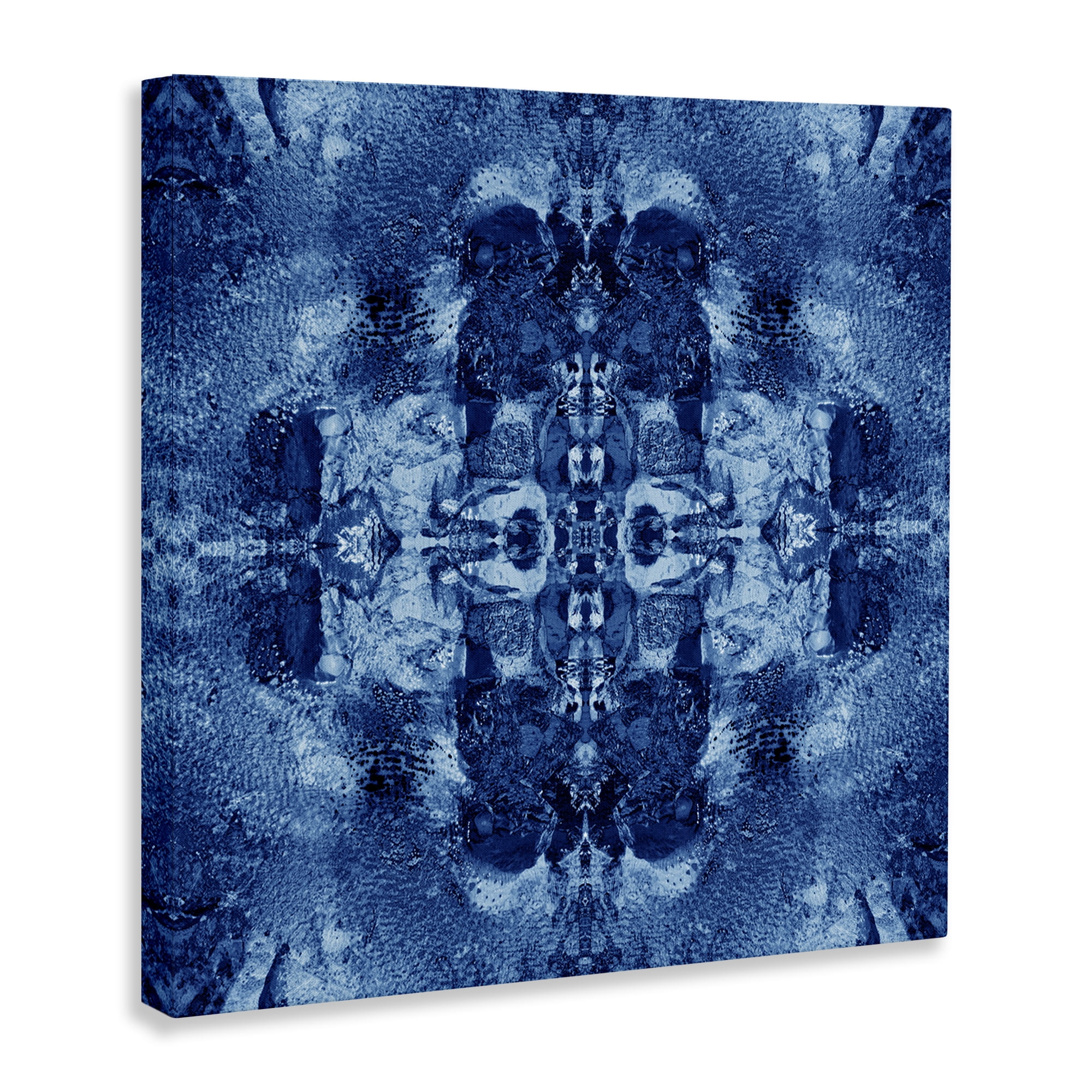 Stupell Industries Blue Mirrored Pattern Abstract Painting Wrapped Canvas Art Print Wall Art, 30 x 30