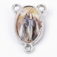 thumbnail image 2 of 5pc Alloy Chandelier Component Links 3 Loop Connectors Rosary Center Piece For Easter Oval with Jesus Antique Silver Mixed Color 23x15x4mm Hole: 2mm, 2 of 2