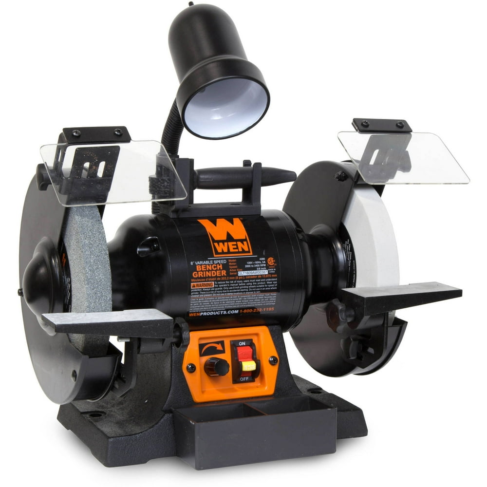 WEN 5Amp 8Inch Variable Speed Bench Grinder With Work Light, 4280