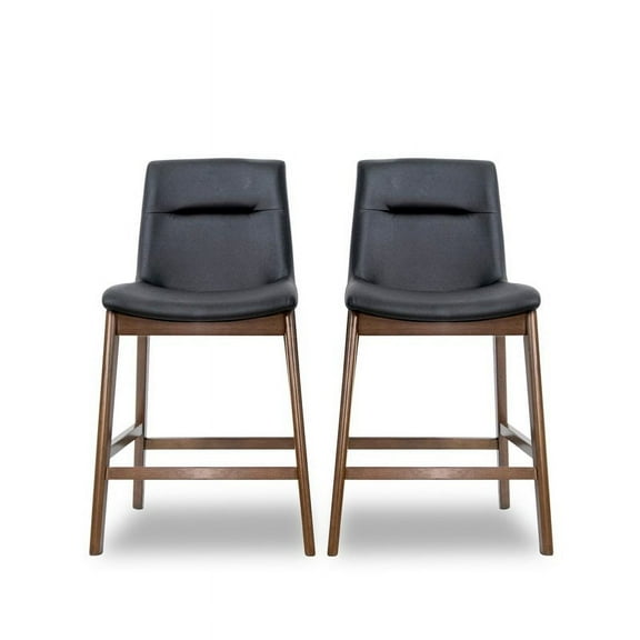 Mid Century Modern Helena PU Black Leather Counter Stool (Set of 2)