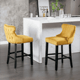thumbnail image 3 of Tcbosik Counter Height Bar Stools Set of 2, Velvet Upholstered Barstools with Wood Legs and Button Tufted Design, Bar Chair for Kitchen Island, Dining Room, Home Pub, Gold, 3 of 11
