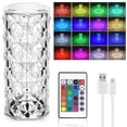 thumbnail image 1 of Lámpara de mesa de cristal de diamante, 16 colores, carga USB, lámpara de noche táctil con control remoto, lámpara de escritorio LED, para dormitorio/bar/restaurante, lámpara de mesa de dormitorio de, 1 of 5