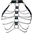 thumbnail image 1 of Sujetr de arnés para mujer, ajustable, con jaula, cinturón de cintura, correas de arnés para el cuerpo, juego de rol, ropa de clubes, Negro, Talla única, 1 of 3