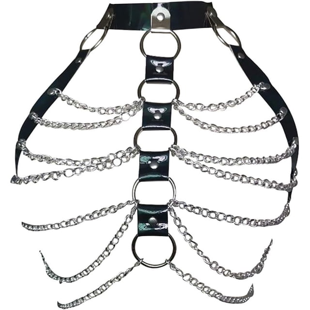Sujetr de arnés para mujer, ajustable, con jaula, cinturón de cintura, correas de arnés para el cuerpo, juego de rol, ropa de clubes, Negro, Talla única