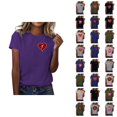 thumbnail image 1 of T-shirt Femme Saint-Valentin 2026 Manches Courtes Col Rond Graphique Cœur d'Amour, 1 of 4