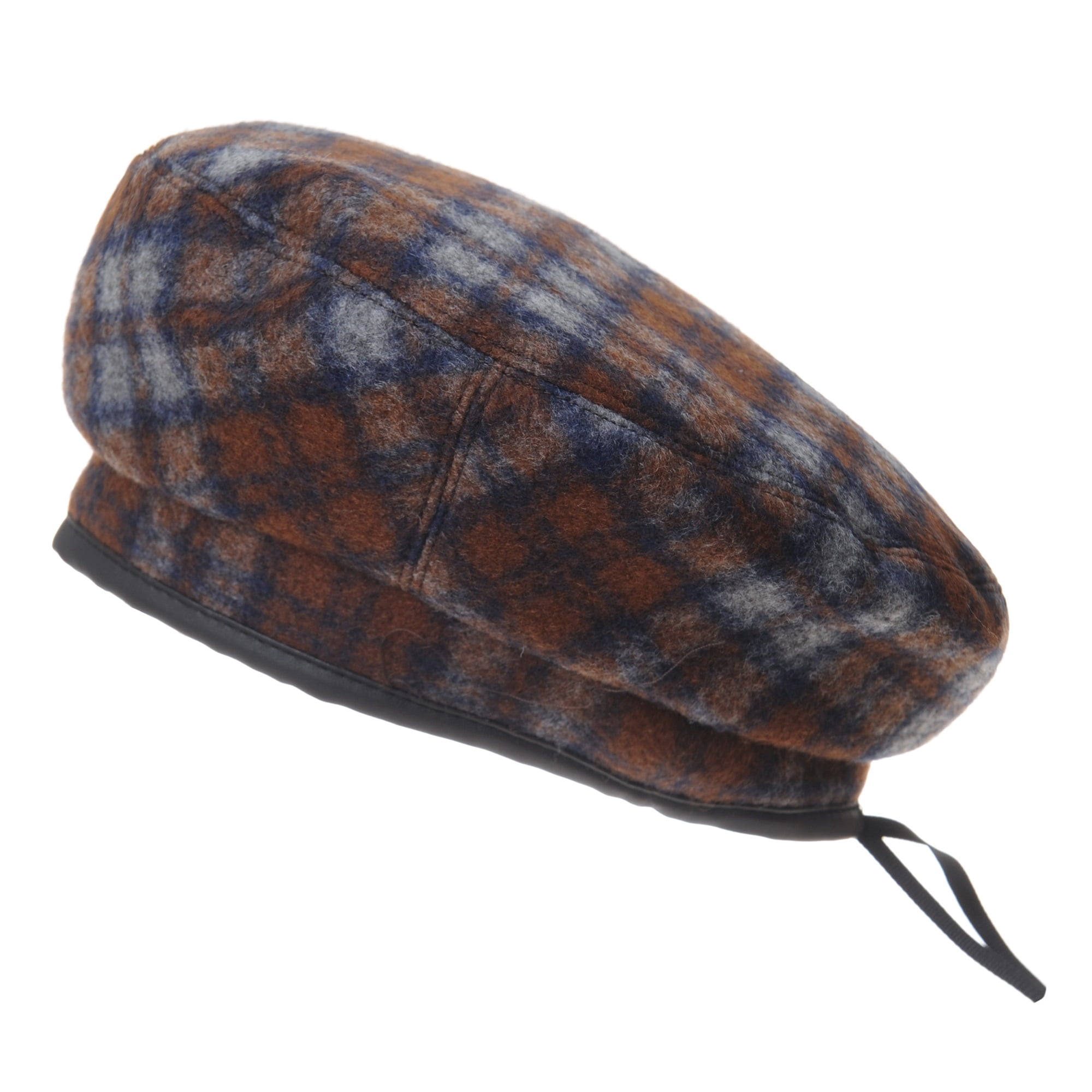 WITHMOONS Wool Beret Hat Tartan Check Leather Sweatband  display picture 1