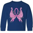 thumbnail image 3 of Inktastic Breast Cancer Awareness with Butterfly Ribbon Words Long Sleeve Youth T-Shirt, 3 of 5