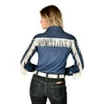 thumbnail image 2 of Cowgirl Tuff Western Shirt Womens L/S Aztec Fringe M Navy 100693, 2 of 2