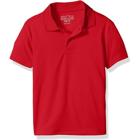 Nautica Boys School Uniform Short Sleeve Performance Polo 8 Red