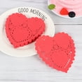 thumbnail image 2 of 100 Sheets Red 4 Inches Heart Shape Lace Doilies Oil-Absorbing Disposable Cake Box Liner Hollow Out Packaging Paper Pad, 2 of 5