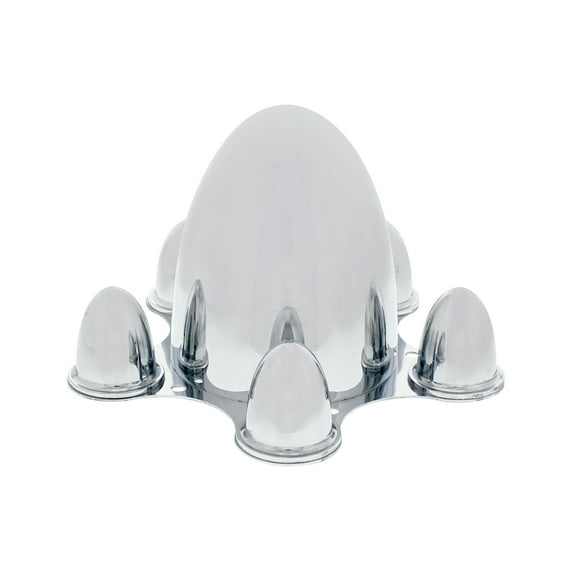 United Pacific C8056 Chrome 5 on 4 ¾” Vintage Spider Wheel Hub Covers, Diecast Metal, Chrome Plated, Mounting Hardware Included – ONE Set (Pack of 4)